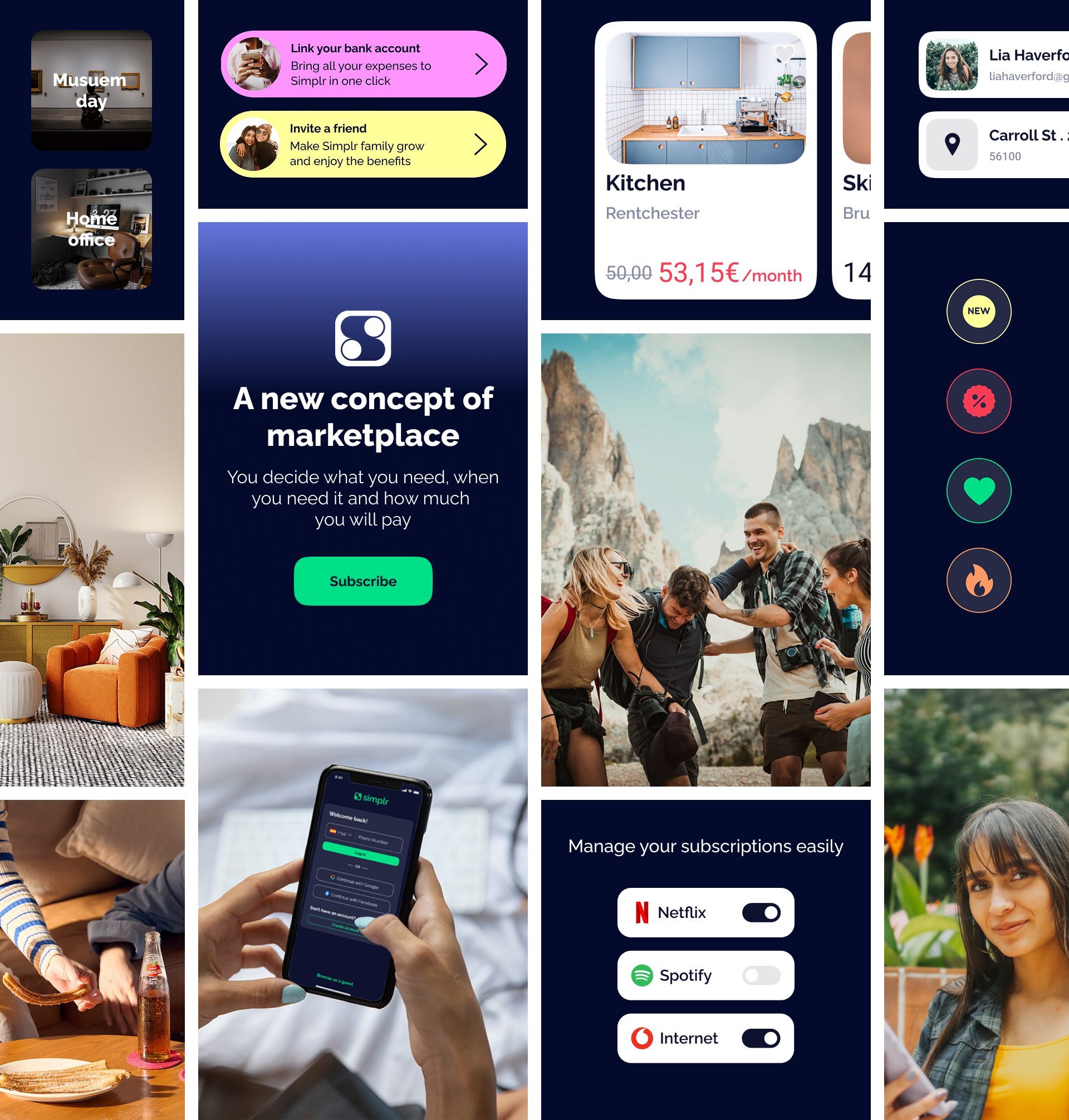 Simplr, hero collage